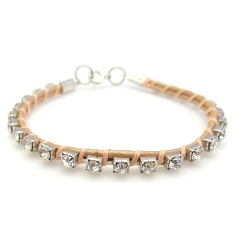 Strass armband Lichtbruin